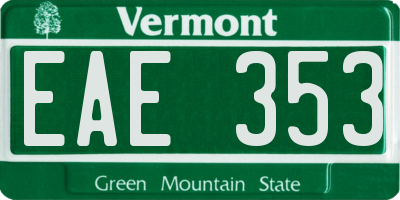 VT license plate EAE353