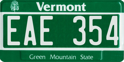 VT license plate EAE354