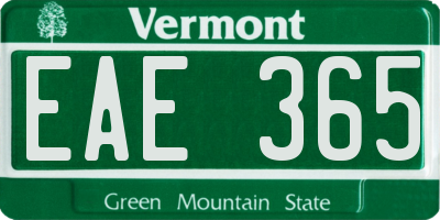 VT license plate EAE365
