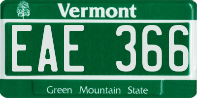 VT license plate EAE366