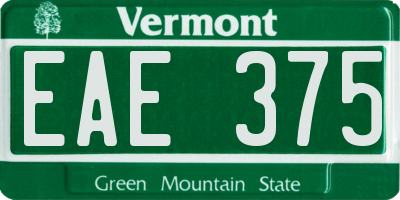 VT license plate EAE375
