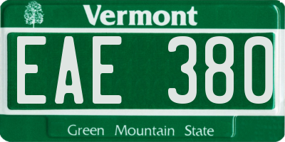 VT license plate EAE380