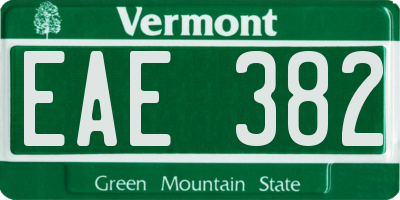 VT license plate EAE382