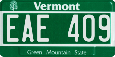 VT license plate EAE409