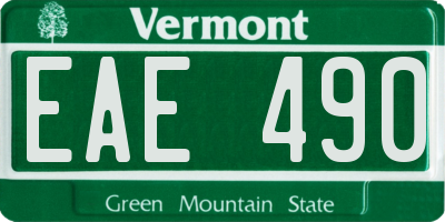 VT license plate EAE490