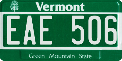VT license plate EAE506
