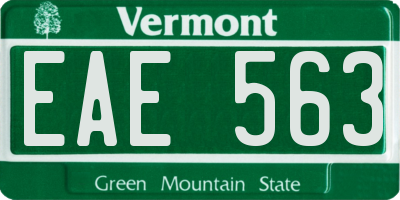 VT license plate EAE563