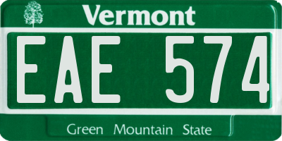 VT license plate EAE574