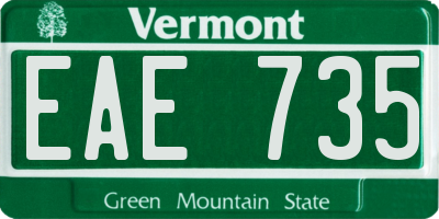 VT license plate EAE735