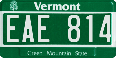 VT license plate EAE814