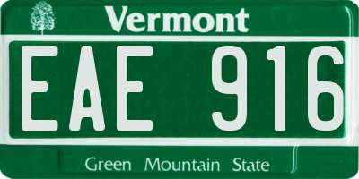 VT license plate EAE916