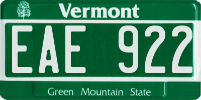 VT license plate EAE922