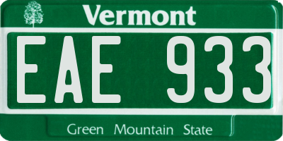 VT license plate EAE933