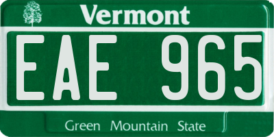 VT license plate EAE965