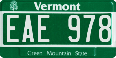VT license plate EAE978
