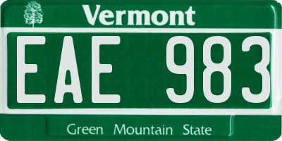VT license plate EAE983