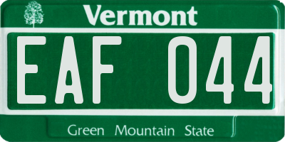 VT license plate EAF044