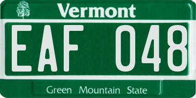VT license plate EAF048