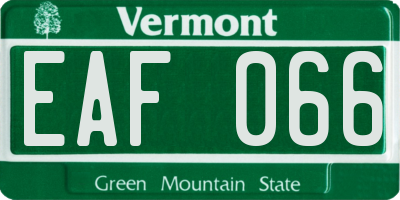 VT license plate EAF066
