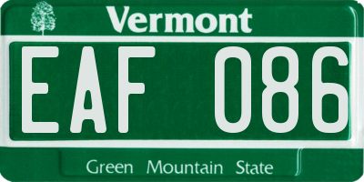 VT license plate EAF086