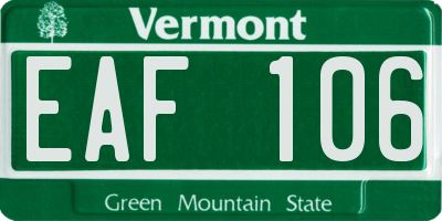 VT license plate EAF106