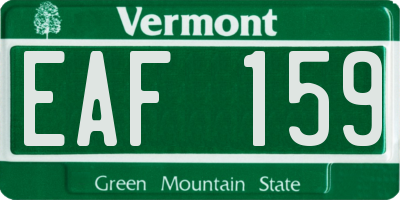 VT license plate EAF159