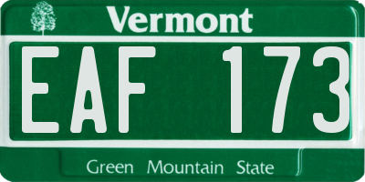 VT license plate EAF173