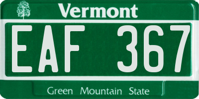 VT license plate EAF367
