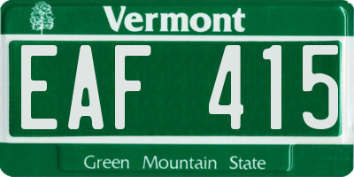 VT license plate EAF415