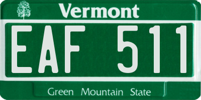 VT license plate EAF511