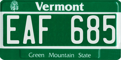VT license plate EAF685