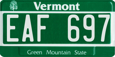 VT license plate EAF697