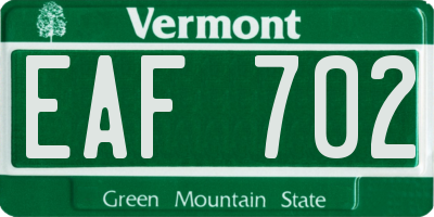 VT license plate EAF702