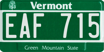 VT license plate EAF715