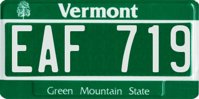 VT license plate EAF719