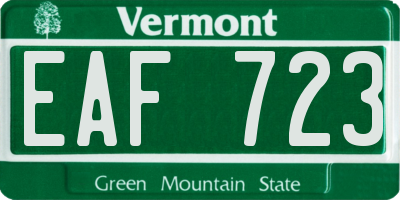 VT license plate EAF723