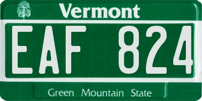 VT license plate EAF824