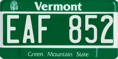 VT license plate EAF852