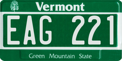 VT license plate EAG221