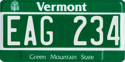 VT license plate EAG234