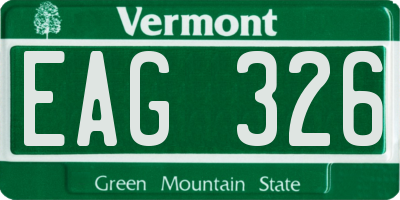 VT license plate EAG326