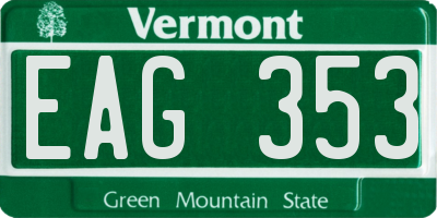 VT license plate EAG353