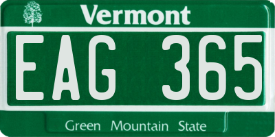 VT license plate EAG365