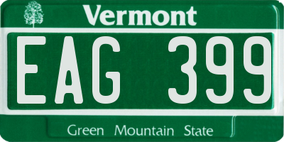 VT license plate EAG399
