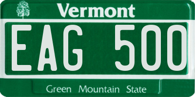 VT license plate EAG500