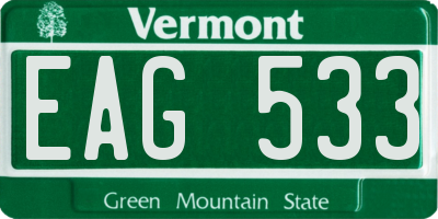 VT license plate EAG533