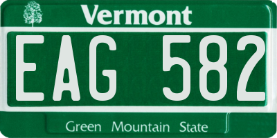 VT license plate EAG582