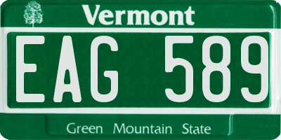 VT license plate EAG589