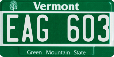 VT license plate EAG603