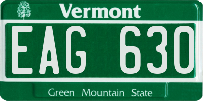 VT license plate EAG630